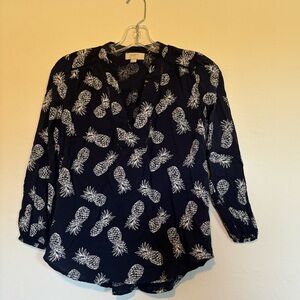 LOFT XXSP pineapple blouse